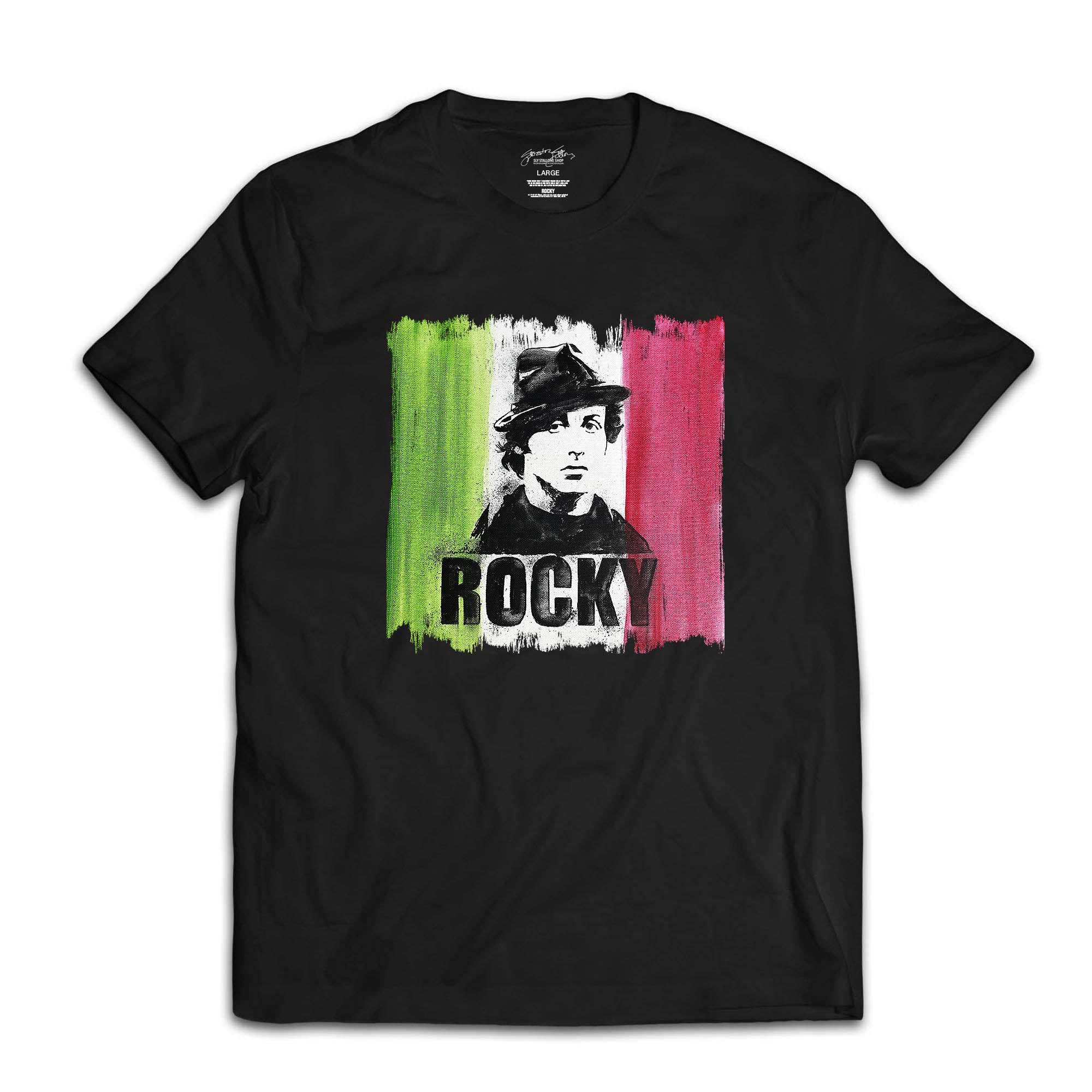 John Rivoli Rocky Italian Flag Black Tee