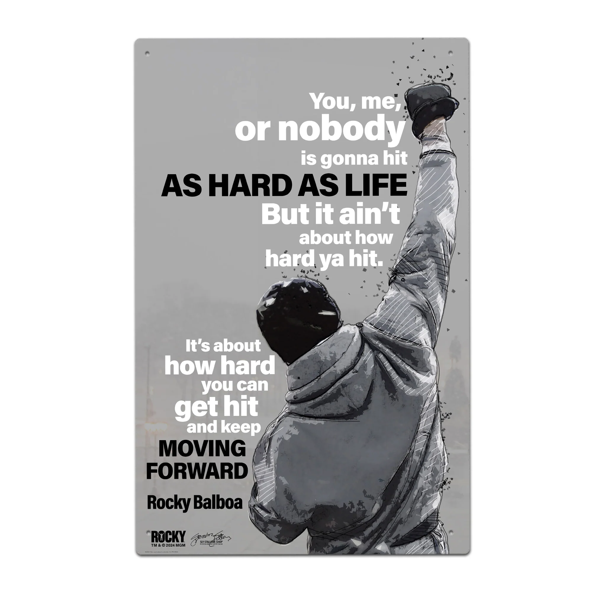 Rocky "It Ain't About How Hard You Hit" Quote Metal Sheet